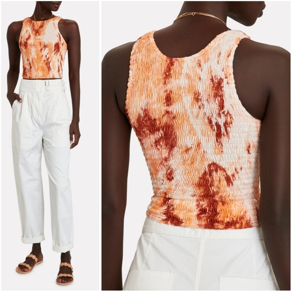 S/W/F Shirred Singlet Cropped Sleeveless Top In Castle Small - Picture 2 of 8